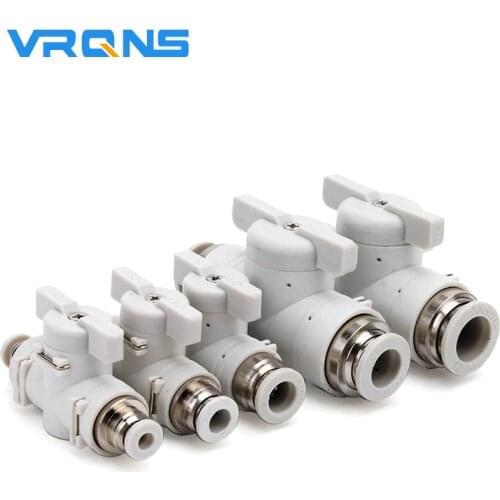 BUC-4/6/8/10/12mm White Pneumatic Push In Quick Joint Hand Turn Valve Insertion Air Pipe Connector Manual Rotary Switch