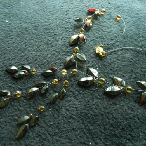 Meihan Wholesale free shipping natural amazine Baltic Amber long necklace leaf teardrop shape stone beads