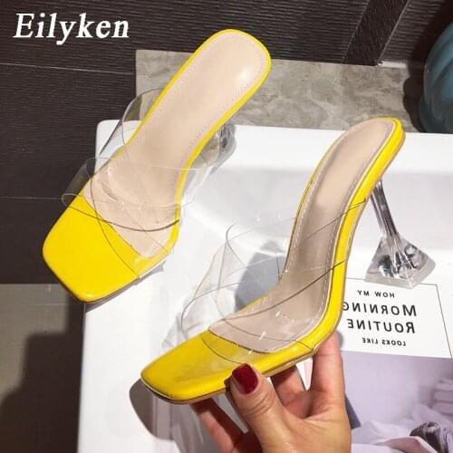 Eilyken High Quality Transparent PVC Jelly Slippers Women Perspex Spike High Heels Summer Clear Crystal Heel Ladies Party Shoes