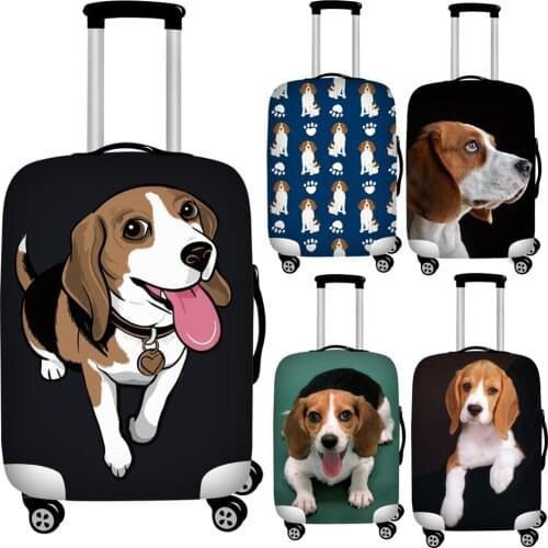 FORUDESIGNS Cute Beagle Dog Print Travel Luggage Protective Dust Covers Black 18-32inch Suitcase Cover Waterproof Baggage Covers
