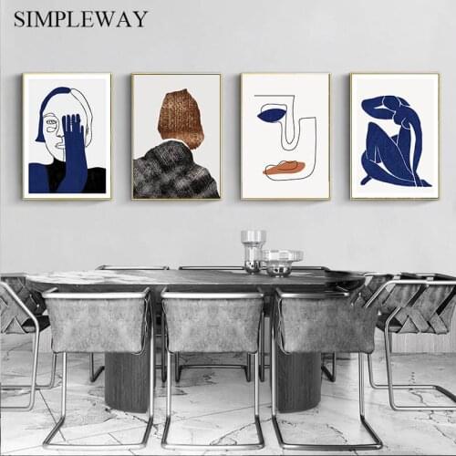 Line Drawing Art Poster Abstract Woman Geometric Canvas Print Minimalist Wall Picture Painting Nordic Modern Living Room Decor