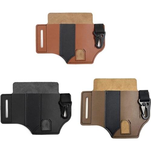 Multitool Sheath for Belt PU Leather EDC Organizer Pouch for Pen Flashlight Key Waist Bag for Outdoor Activities