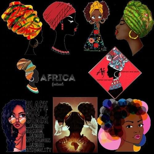 India egypt Fashion Beautiful girl Heat Transfer Vinly Iron On Patches For Clothes T-shirt DIY color Sticker Decoration