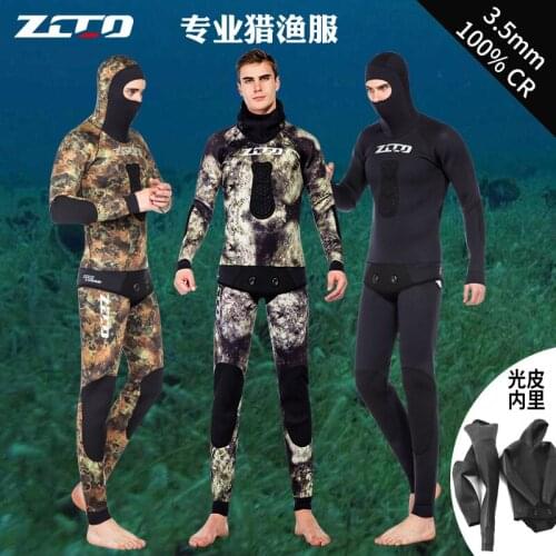 Men Hooded Spearfishing Wetsuit 3.5mm Neoprene One Piece Swimsuit Dive Surf Swim Wet Suit Camouflage Long sleeve Beach Wear