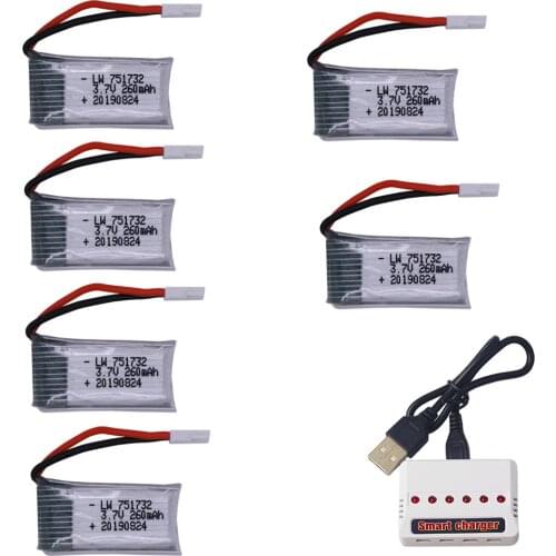 Original battery 3.7V 260mAh Lipo Battery and usb Charger for H8 H48 RC Quadcopter drone part H8 Mini 751732 3.7V Battery 25C