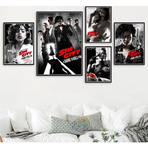 Sin City Quentin Tarantino Movie Poster Wall Art Canvas Painting Prints Pictures For Living Coffee House Bar Modern Home Decor