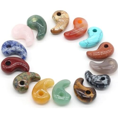 Natural Stone Pendants Comma Shape Agates Crystals Turquoises Jades Opal Stone Charms for Jewelry Making Necklace Bracelet