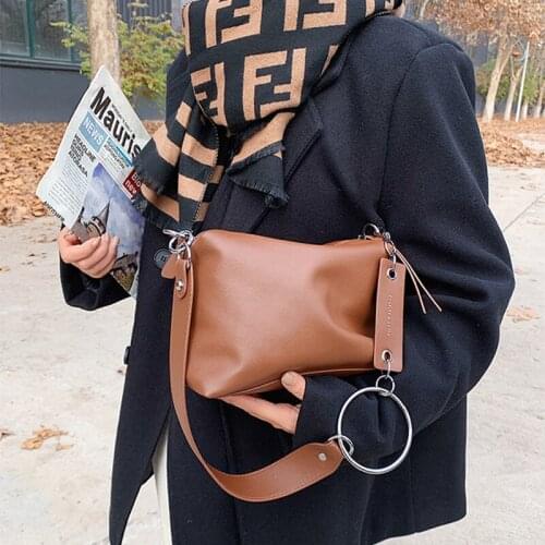 Simple PU Circle Large Capacity Boston Bag Women Casual Soft-Faced Zipper Shoulder Bag WomenS Fashion Retro Shoulder Bags 2021