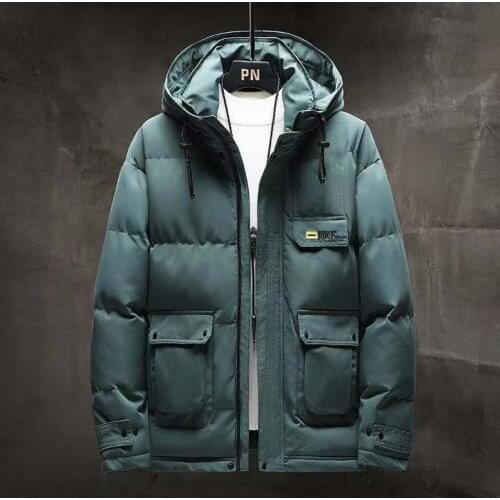 New Fashion Warm Fashion for Men Feather Hooded Down thick Jacket Pure Color Mens Hooded Down Coat Water Resistant Down Jacket