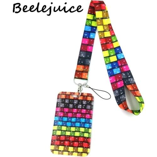 Colorful Stained glass lattice pattern Lanyards Cool Neck Strap webbings ribbons Keys ID Card Holder Lanyard Keys DIY Hang Ropes