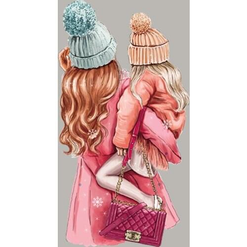 Mom Girl Patch Iron On Appliqued Heat Transfer Fashion Diy Vinyl Tops Thermal Stickers Easy Print On Shirt Jeans