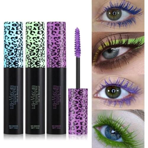 5 Colors 4d Silk Fiber Mascara Waterproof Cosmetic Dry Fiber Mascara Extra Volume Black Blue Brown Purple Green Mascara Makeup