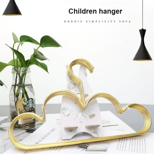 10pcs /set Clothes Hanger for Baby Kid Gold Non Slip Metal Space Saving Cloud Shape Hanger Clothes Closet Storage Organizer Rack