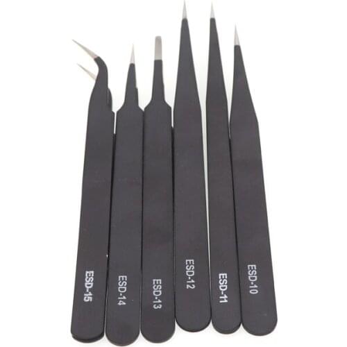 High Precision Stainless Steel Anti-Static Pointed Tweezers ESD-10 ESD-11 ESD-12 ESD-13 ESD-14 ESD-15 Repair Tool for RC DIY