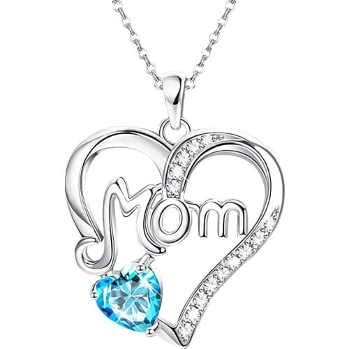 Vintage necklace for women MOM Letter Heart Pendant Mothers Day Birthday Gift Necklace bijoux femme цепь на шею