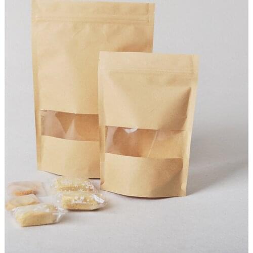 10pc set Kraft paper bag home storage snack storage ziplock sealed bag tea nut packaging bag can be customized reusable