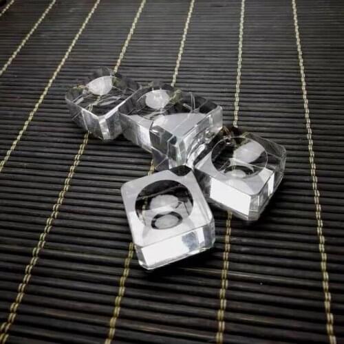 10 Pcs Transparent Glass Square Dimple Crystal Ball Display Bases Table Holder Stand Home Decor Ornaments Party Gift Paperweight