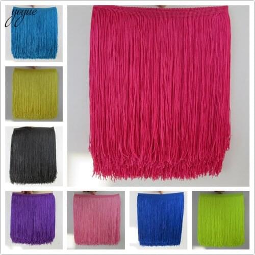5-100 meter 25cm Long Fringe Lace Tassel Polyester Lace Trim Ribbon Latin dance skirt curtain fringes for sewing