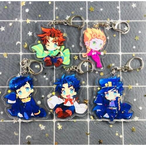 Anime JOJOs Bizarre Adventure Joseph Joestar Caesar Rohan Fugo Acrylic Figure pendant keychain Keyring Collection Model Toy