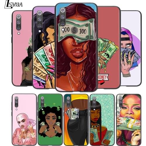 Afro Girls Black Women Art Soft TPU For Xiaomi Mi 11i 11 10T 10 9T 9 A3 8 Lite CC9 SE Note10 Lite Ultra Pro Black Phone Case