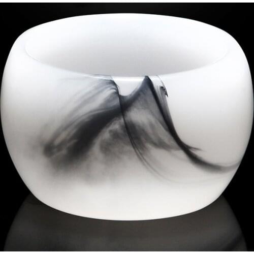 Ink Painting White Jade Porcelain Glass Cover Bowl Tea Leak China Kungfu Tea Trumpet Master Single Cup Teaset Drinkware Teacups