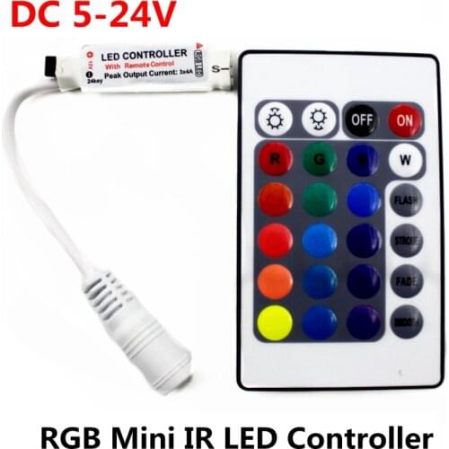 DC 5V 12V 24V 12A RGB IR Remote Mini Controller 24Keys LED Driver Dimmer For 5050/2835/3528/5730/5630/3014 RGB LED Strip Light