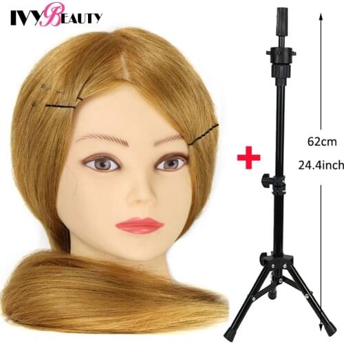 Professional Styling Mannequin Head With Stand For Hairstyles 85% Human Hair Hairdressing Mannequin Heads With Wig Stand Tipod