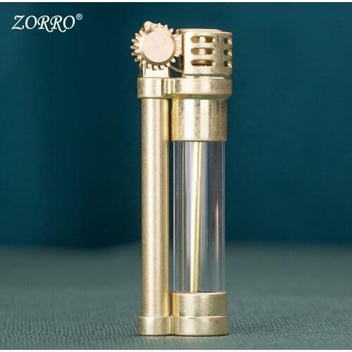Zorro kerosene lighter retro flint grinding wheel ignition windproof small portable transparent visible oil smoking lighters