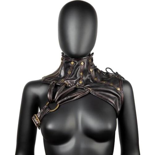 Brown Riveted Leather Steampunk Shawl
