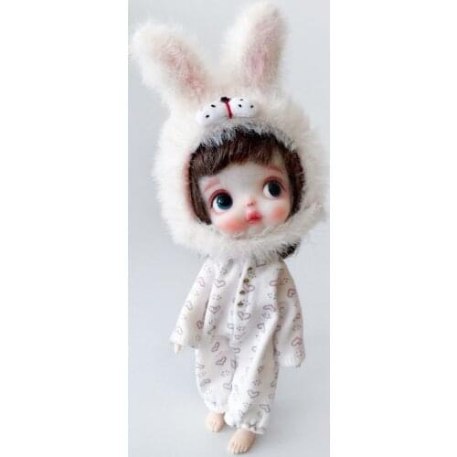 Ob11 doll clothes cute coveralls climbing clothes and rabbit hat for obitsu11, GSC, molly, pd9 body 1/12bjd clothes doll pajamas