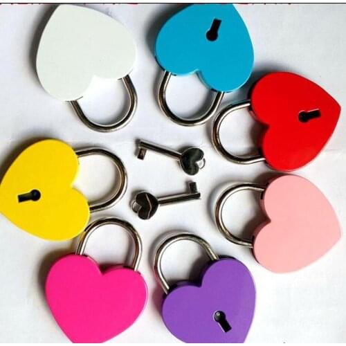 Creative Alloy Heart Shape Key Padlock Mini Archaize Concentric Lock Vintage Old Antique door locks With Key New Pure Color#612
