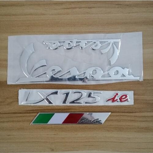Motorcycle 3D Silver Italy Italian Flag Car Emblem Stickers Decal for PIAGGIO Vespa LX 125 LX125 ie