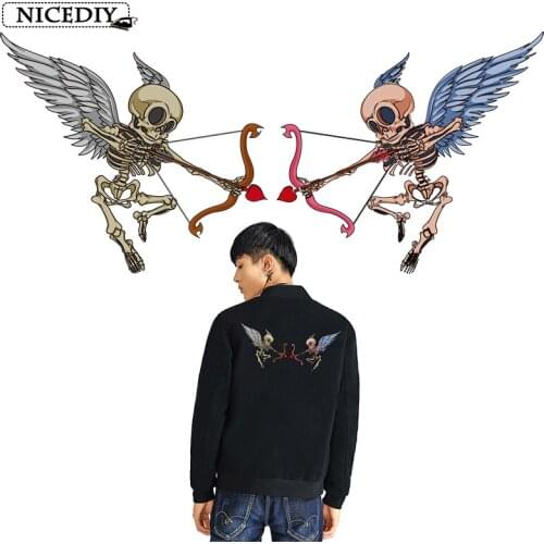 Nicediy Fallen Angel Cupid Patches Heat Transfer Vinyl Sticker Stripe Applique On Clothes Stickers Cool Badge Decor Washable DIY