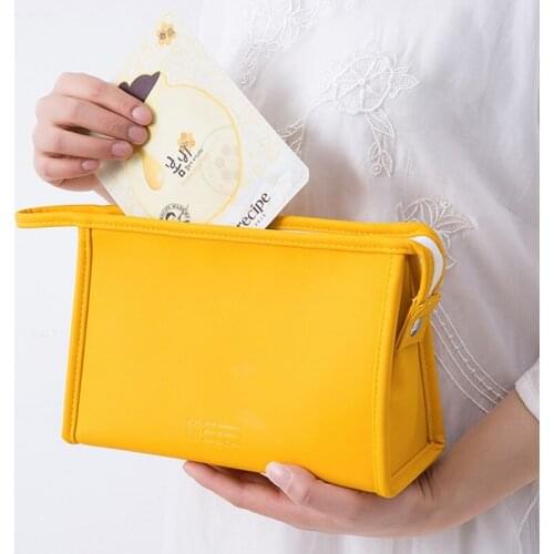 New PU cosmetic storage bag candy color Women Makeup Toiletry Wash Organizer Pouch Travel Waterproof Make up Case Accessories