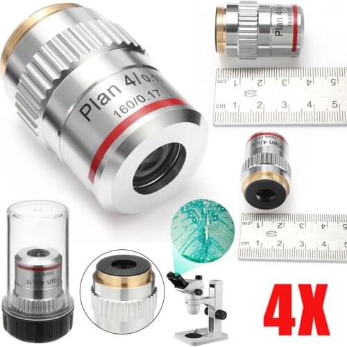 Microscope Plan Achromatic Objective Lens RMS Thread 4X DIN-standard Biological Microscope Objectives Lens