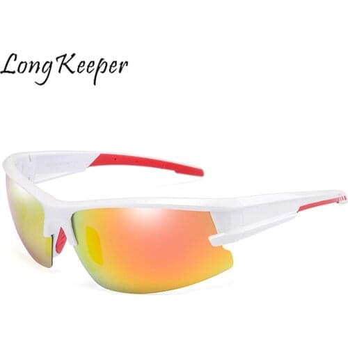 LongKeeper Mirror Polarized Sunglasses Men Sport Goggles Male Female Sun Glasses Half frame Square Driving Eyewear Oculos De Sol