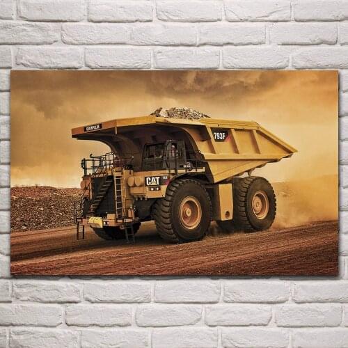 Huge 793f mining dump truck exterior front view vehicle artwork living room home decor wall art print fabric poster KP938