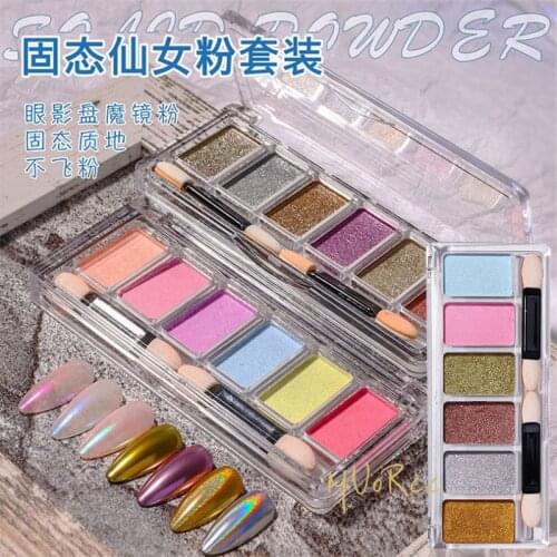 6 Colors/Box Chrome Nail Powders Rose Gold/Pink Chrome Nail Chrome powder Solid 6 Colors Mirror Metallic Chrome Nail Powder J(6)