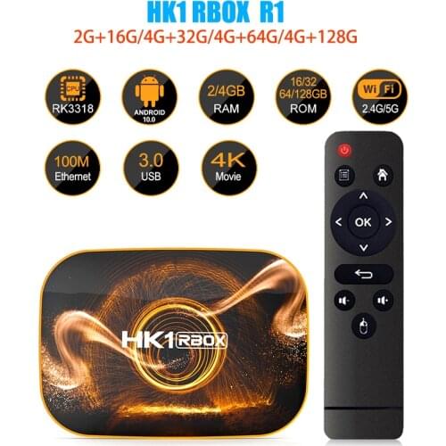 HK1 RBOX R1 smart TV box Android 10 2G 4G 64G 128G Rockchip RK3318 1080p 2.4G&5G Dual Wifi 4k Youtube Set Top Box PK H96