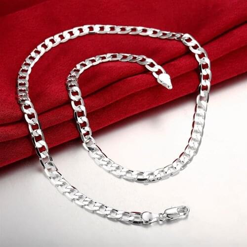Factory Direct charm fashion 925 Sterling Silver Necklaces for Women man Classic 6MM chain Jewelry wedding Party Christmas Gifts