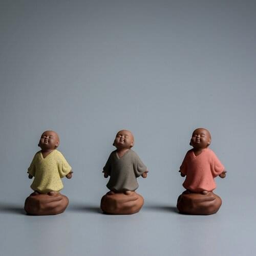 Handmade Purple Clay Little Monk Tea Pet Ornaments Creative Cute Small Novice Tea Set Tea Accessories Play Water Teaware Crafts