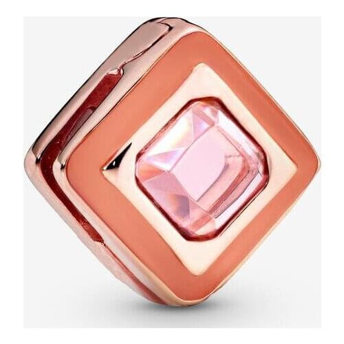 SALE! 925 Sterling Silver Beads Bright pink square fixing clip Fit Original Pandora Bracelets Women DIY Fashion Jewelry