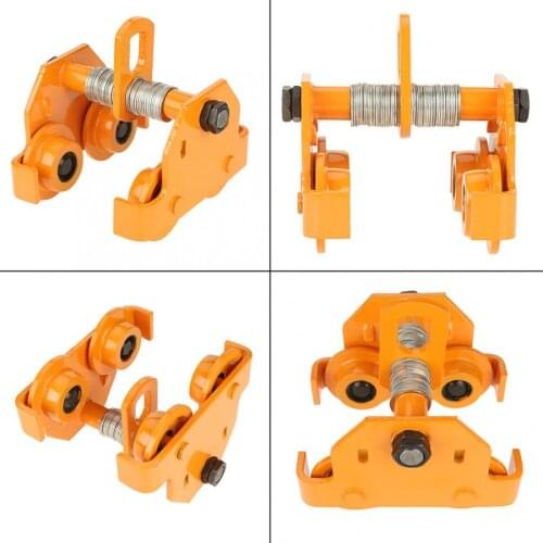 1 Ton Pull Capacity Adjustable Stainless Steel Push Trolley Beam Girder Precision Tool Yellow Household Tool