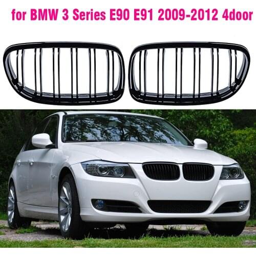 Gloss black Dual Slat Car Front Kidney Grilles for BMW E90 E91 3-Series 2009-2013 Car Styling Racing Grills