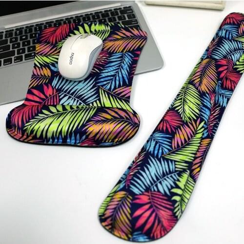 Rubber Mouse Pad with Wrist Rest Memory Foam Soft Anti Slip Keyboard Pad Ergonomic Design for PC Computer Laptop