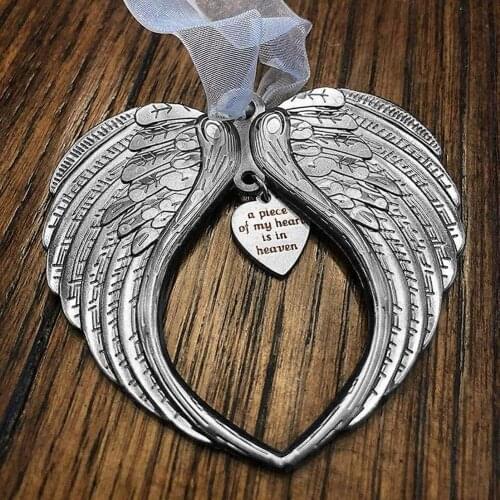 Christmas Angel Wing Ornament Stylish Pendant for Decoration A Piece Of My Heart Is In Heaven Christmas Decoration Ornament