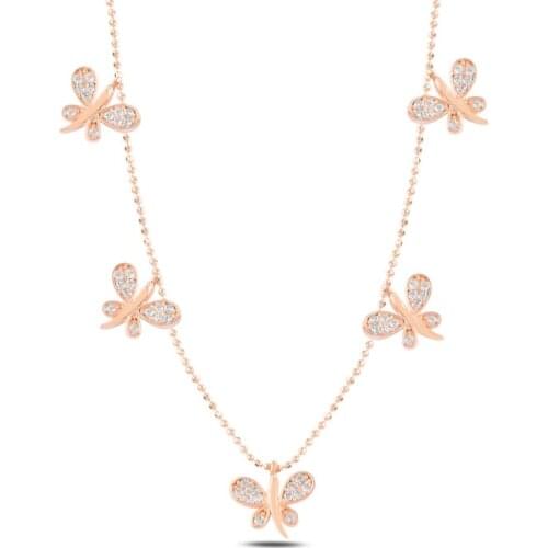 Silver 925 Sterling Dragonfly Zircon Cubic Zirconia Dangle Necklace