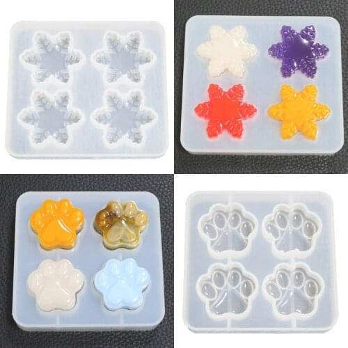 Silicone Mold for Jewelry Pendant Resin Epoxy Cartoon Cat Claw Snowflake Mould Crafts Making Molds Tools