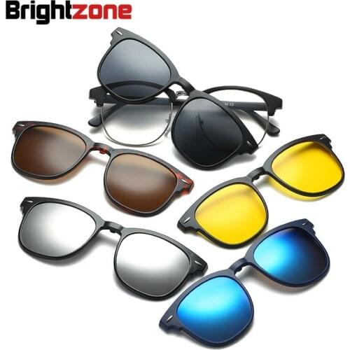 Brightzone Magnet Sunglasses Mirror Men Polarized Women 5+1 Clip On Sun Fashion Glasses For Optical Lens Eyewear Clout Goggles