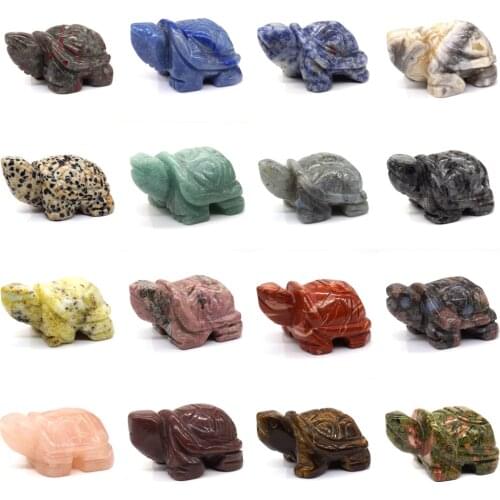 2" Natural Stone Tortoise Figurine Healing Crystal Quartz Agate Hand Carved Animal Statue Fish Tank Crafts Small Decoration